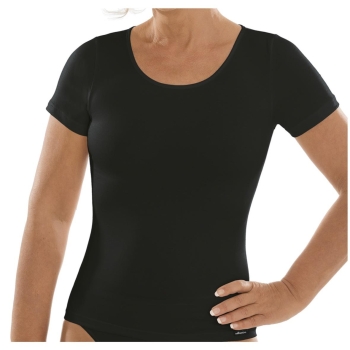 Comazo Damen halbarm Unterhemd Black Shirt kurzarm