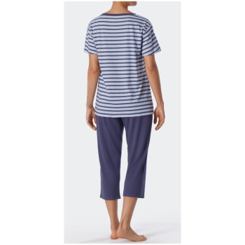 Schiesser Damen kurzer Schlafanzug Essential Stripes 3/4-lang