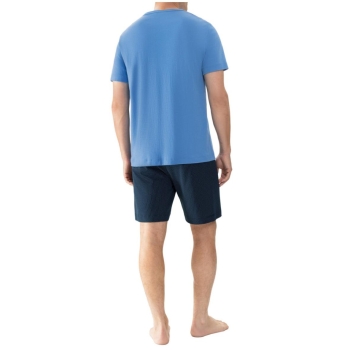 Mey Herren kurzer Schlafanzug Micro Blue