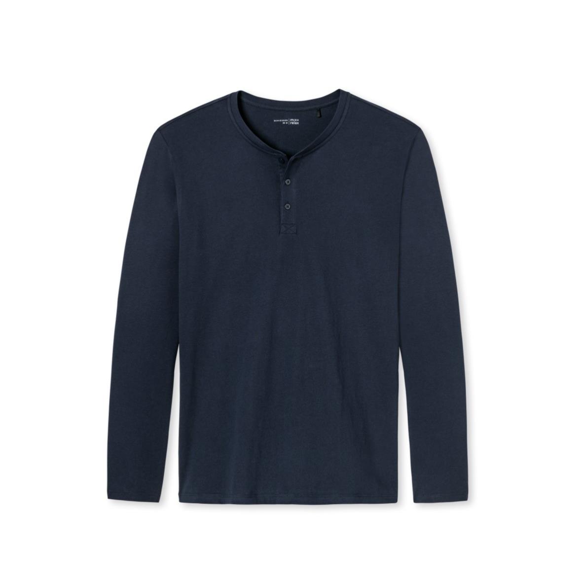 Shirt langarm Knopfleiste dunkelblau Siemers - meliert Relax<br - Online-Shop & Mix 