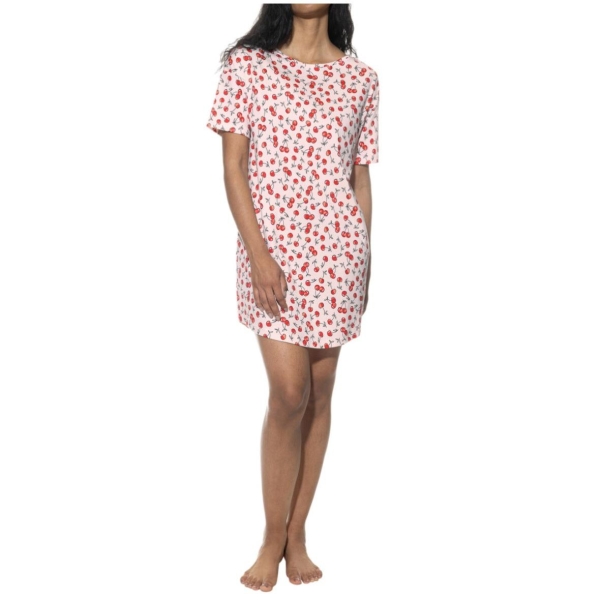 Mey Damen kurzarm Nachthemd Cherry Rush Bigshirt