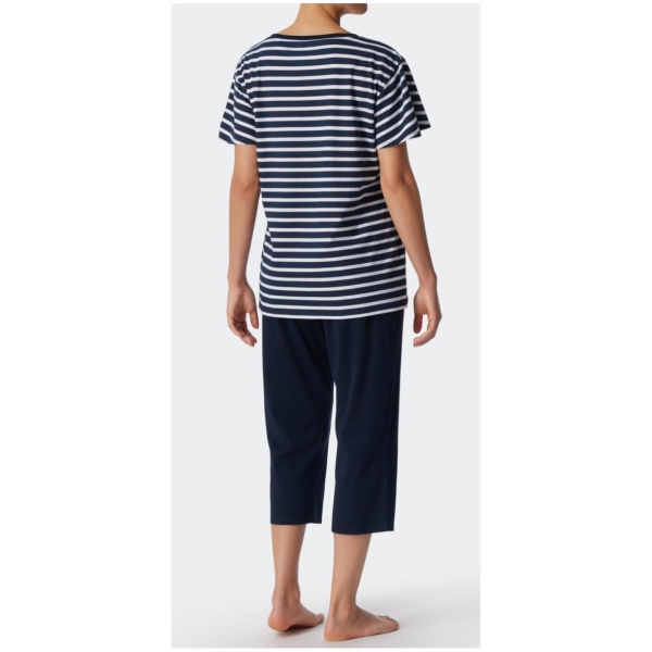 Schiesser Damen kurzer Schlafanzug Essential Stripes 3/4-lang