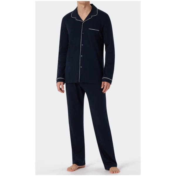 Schiesser Herren langer Schlafanzug Fine Interlock Pyjama